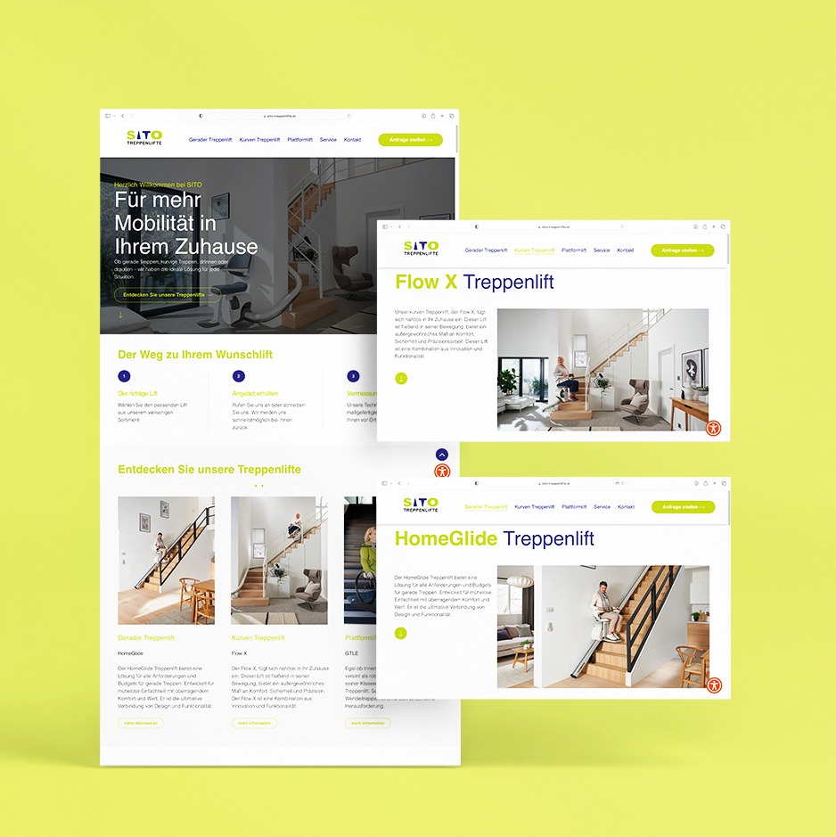 Ausschnitt von der Website Sito-treppenlifte.at