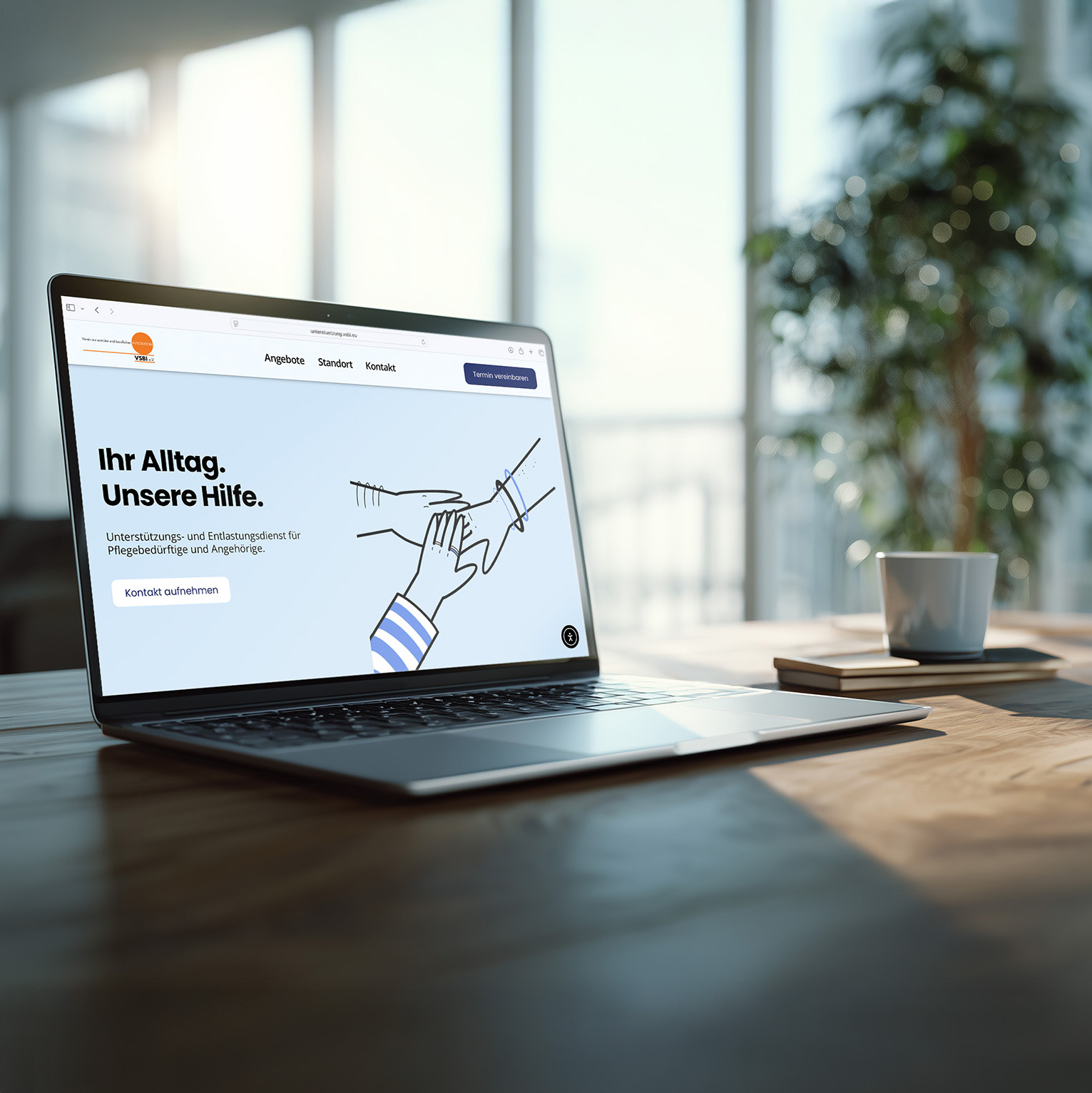 Foto eines Laptops mit der ge&ouml;ffneten Startseite von VSBI Website